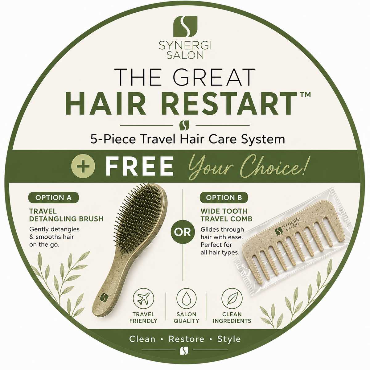 The Great Hair Restart™ — 5-Piece Travel Hair Care System + Free Styling Tool